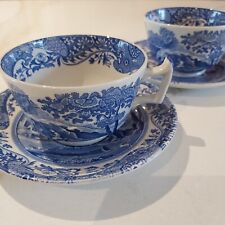 Spode Italian Blue And White Breakfast Cup And Saucer Set x 2 for sale  BLAIRGOWRIE