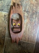 VTG Owl in Tree Cryptomeria Carved Japanese Wood Wall ART Décor BIG yellow eyes for sale  Shipping to South Africa