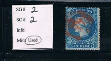 Santa Helena - 1861 - 6d QV Azul - Clean-Cut-Perfs {14-16} - SC 2 [SG 2] - USADO A1 comprar usado  Enviando para Brazil