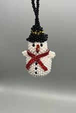 Adorno de cuentas de vidrio hecho a mano muñeco de nieve de Guatemala decoración de Navidad segunda mano  Embacar hacia Argentina