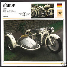 1938 Zundapp K800 with Steib Sidecar German Motorcycle Photo Spec Info Stat Card for sale  Shipping to South Africa