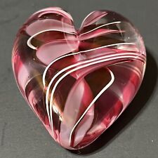 Steven Maslach cuneo furnace glass ribbon heart red pink white swirls latticinio for sale  Shipping to South Africa