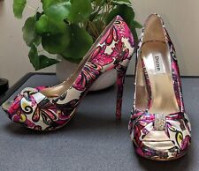 DUNE Pink Purple Ivory Satin High Heel Stiletto Peep Toe Party Shoes Size 8 41 for sale  Shipping to South Africa