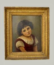 Pintura al óleo 19th C Retrato de la escuela americana de una niña en oro marco dorado segunda mano  Embacar hacia Argentina