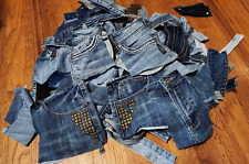 Used, Fabric Scraps Strips Denim Jeans Recycled Seams Hems Pockets Patches 3 Pounds for sale  Shipping to South Africa