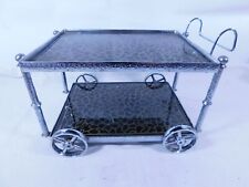 Miniature Hostess Trolley Cake Stand In Silver/Chrome c/w Pattern Glass Shelves for sale  Shipping to South Africa
