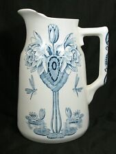 Antique Hornberg Blue & White Ironstone Pitcher for Basin Floral Dragonflies for sale  Shipping to South Africa