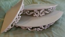 Vintage 3 Tier Wood White Scroll Corner Floating Shelves Wall-Mounted. Set of 3. for sale  San Diego