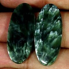 28.00 Cts Seraphinite Loose Gemstone Oval Cabochon Pair Natural 13X31X4MM for sale  Shipping to South Africa