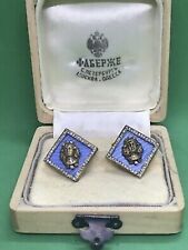 Used, Antique Russian Fabergé Enamel Gilt Solid Silver Diamonds pair Cufflinks in box for sale  SHAFTESBURY