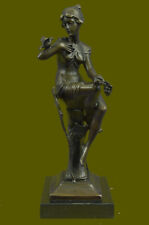 Usado, Escultura 100% bronze assinada senhora mulher sentada na cadeira pássaro 10" base de mármore comprar usado  Enviando para Brazil