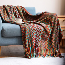 Cubierta de sofá con manta bohemia geométrica tejida silla cama decoración a cuadros segunda mano  Embacar hacia Mexico