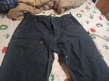 Carhartt Mens Size 38x34 Black Loose Double Knee Work Carpenter Pants USA Made for sale  Casper