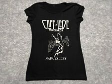 Camisa Rock n Roll Cliff-Ledge Vineyards Preta Feminina Vinícola NAPA Valley P-M, usado comprar usado  Enviando para Brazil