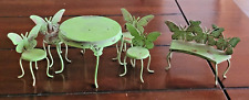 6 pc Miniature Fairy Doll  Metal Furniture Butterfly Patio Table 4 Chairs Bench for sale  Shipping to South Africa