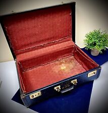 VINTAGE BLACK TOP GRAIN COWHIDE HARD SIDED SUITCASE LUGGAGE for sale  Shipping to South Africa