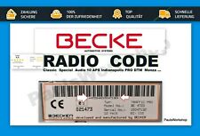 * Radio código * Becker Traffic Pro be4720 4721 4723 4724 4725 4775 key código, usado segunda mano  Embacar hacia Argentina
