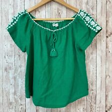 Usado, Brownie Feminino Ines Bordada Blusa Bordada Peça Artesanal Verde Branco XS/S comprar usado  Enviando para Brazil