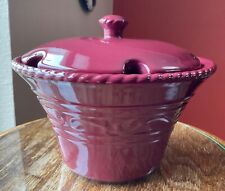 Home and Garden Party Stoneware Fondue Pot with Lid Burgundy Berry Red for sale  Shipping to South Africa