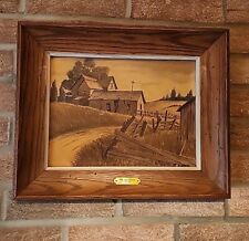 Alfred Owles Signed Print "The Old Fence" Wood Frame Vintage MCM  for sale  Shipping to South Africa