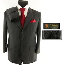 Dormeuil Amadues Men's Gray Pinstripe Working Cuffs 100% Wool Pleated Suit Sz 44 for sale  Shipping to South Africa