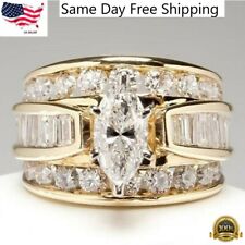 Silver Plated Women Ring White Sapphire Wedding Ring Size 6-10 Simulated for sale  Los Angeles