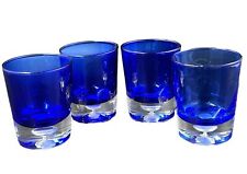 Usado, 4 copos duplos antiquados soprados à mão azul cobalto base bolha 4,5 pol. de altura comprar usado  Enviando para Brazil