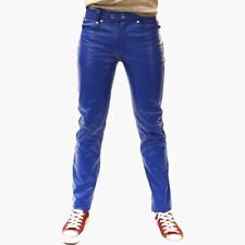 Usado, Calças de couro Homens Calça Calça Slim Biker Fit Masculino Jeans Estilo Real Azul 106 comprar usado  Enviando para Brazil