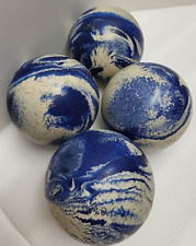4 Duckpin Bowling Balls Blue White Swirl Vintage Engraved Initials G.M.C. 2.7lb, used for sale  Shipping to South Africa