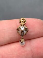 9ct gold diamond & cultured pearl Royal crown pendant, 9k 375 for sale  Shipping to South Africa