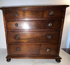 FINE Antique Miniature Mahogany 4 Drawer Wood Chest Drawers 1850 BOSTON Sandwich, used for sale  Shipping to South Africa