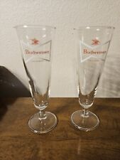 VINTAGE BUDWEISER KING OF BEERS RED & WHITE BOW-TIE LOGO  FOOTED PILSNER GLASSES for sale  Shipping to South Africa