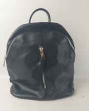 Borse In Pelle Women's Bag Black Genuine Leather Backpack Zip Up Casual S64, used for sale  Shipping to South Africa