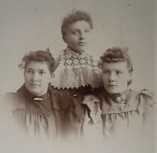 Cabinet Card Studio Photo Three Women Nice Tops W Curly Hair Lace North Dakota for sale  Torrance