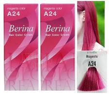 2 x Berina A24 Magenta Permanent Hair Dye Color Colour Cream + Developer til salgs  Frakt til Norway