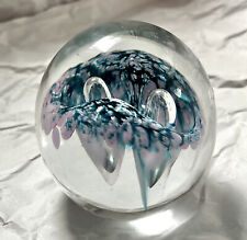 Paperweight Flower Large Signed Lawrence Tuber LT Glass Co Controlled Bubble VTG for sale  Shipping to South Africa