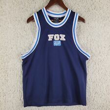 Camiseta masculina Fox Racing basquete jersey grande azul bordada sem mangas regata comprar usado  Enviando para Brazil