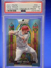 2021 Panini Prizm Mike Trout Stained Glass SSP Carolina Blue Prizm PSA 10 Angels for sale  Shipping to South Africa