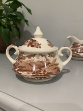 Vintage English Ironstone Tableware Sugar Bowl & Milk Jug, Genuine Hand Engraved, gebruikt tweedehands  verschepen naar Netherlands