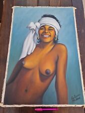 Usado, Pintura a óleo sobre tela Vintage Brasil Luiz Lourenço Mulher Negra 21"×29"Linda comprar usado  Brasil 