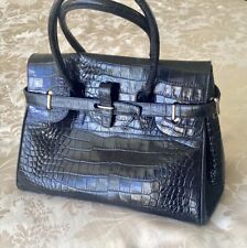 Used, Beautiful Jaeger Birkin Bag, Black Real Leather Crocodile Finish, Made In italy, for sale  Shipping to South Africa