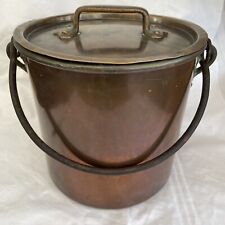 Ancien Chaudron/pot, cuivre étamé, ancien, avec couvercle, hauteur 22,5 cm, occasion d'occasion  Yffiniac