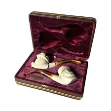 Levent Meerschaum Pipes Sherlock Holmes & Watson In Case Vintage Rare for sale  Shipping to South Africa