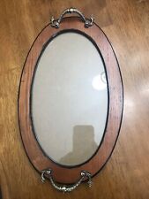 Oval Wooden Picture Frame Footed Tray With Ornate Handles, used for sale  Shipping to South Africa