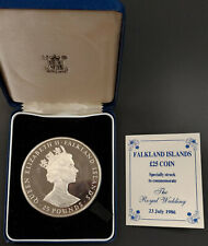 ¡Moneda de plata esterlina 1986 Malkland Islands a prueba! "¡La boda real", usado segunda mano  Embacar hacia Argentina