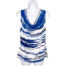 Calvin Klein Scoop Neck Sleeveless Blouse Top Blue White Black Medium for sale  Shipping to South Africa