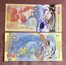 Billete conmemorativo de 2 dólares del Banco Central del Caribe Oriental 2023 aniversario segunda mano  Embacar hacia Mexico