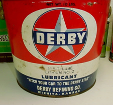 RARE ~ NICE early 1950s era DERBY 10 lb. GREASE Old Metal Oil Can Pail Bucket for sale  Shipping to Canada