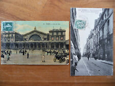 2 cartes postales PARIS années 1900 / Gare de l'Est et Rue Saint-Louis-en- l'Île d'occasion  Vichy