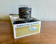 Vtg 1960s Federal Glass NIB Executive Whiskey Glasses Leopard Blk Gold MCM Retro for sale  Shipping to South Africa